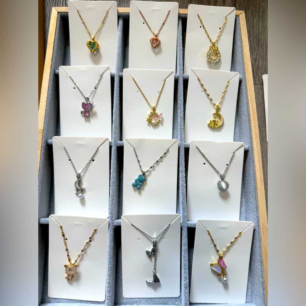 Silver and Gold pendants,Stainless steel chain necklace!